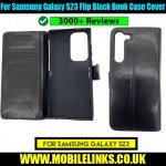 For Samsung Galaxy S23 Flip Black Book Case Cover - S23, S23 Plus, S23 Ultra